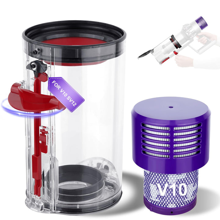 Upgrade Grosser Staubbehälter Ersatz für Dyson Cyclone V10 Animal V10 Total Clean V10 Absolute SV12