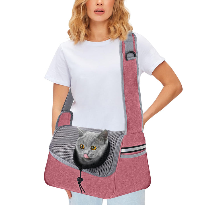 PETCUTE Hundetragetasche,Verstellbare Hundetasche Tragetuch mit Halsband Haken und Taschen,Atmungsak