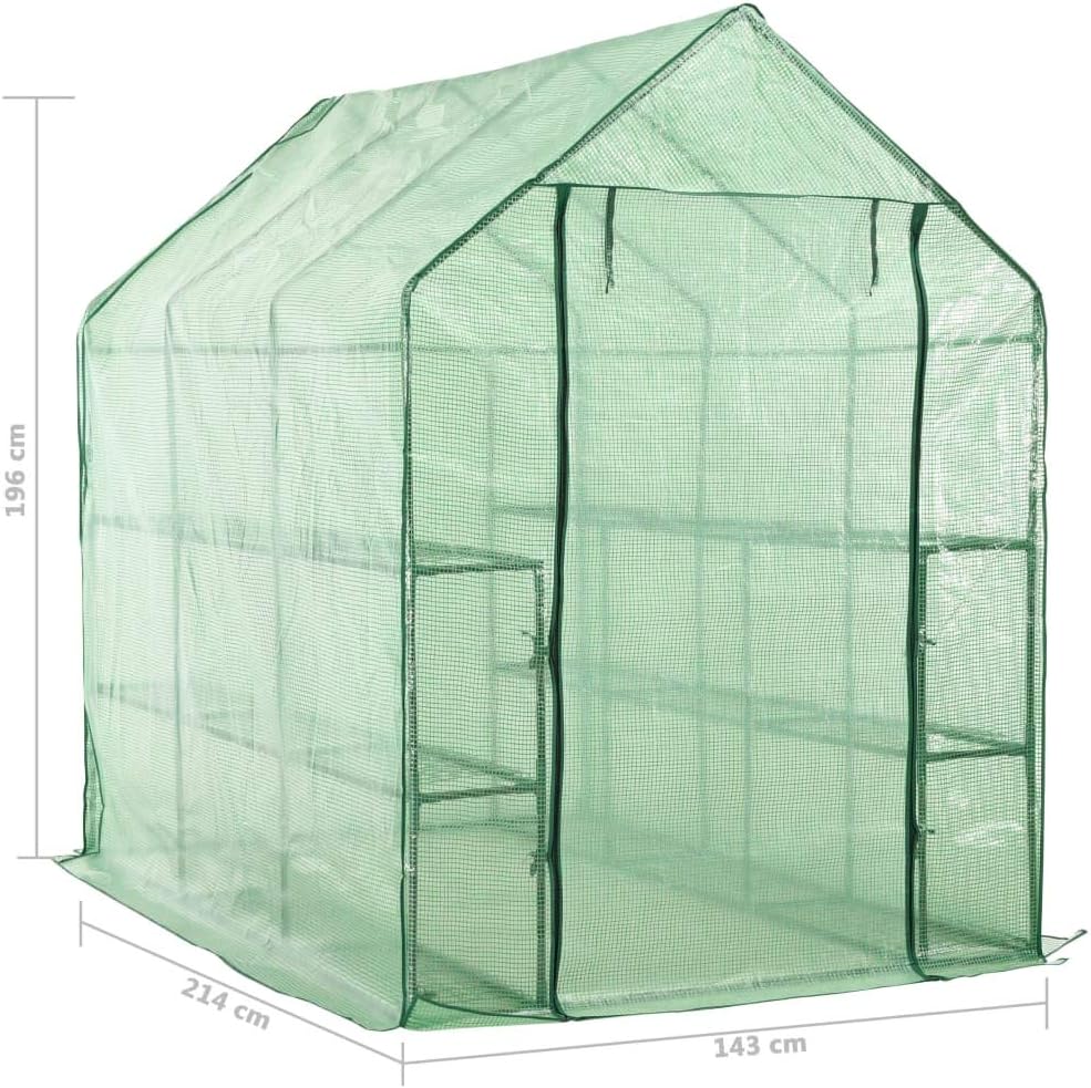 Susany Tunnelgewächshaus Begehbares Gewächshaus 143 x 214 x 196 cm Mit 12 Regalen für Garten zur Auf