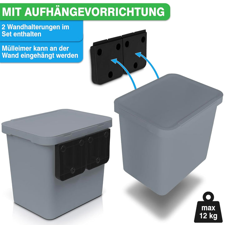 YourCasa® Mülleimer 2 Fächer [20L] im exklusiven Design Mülltrennsystem - Mülleimer Küche mit Deckel