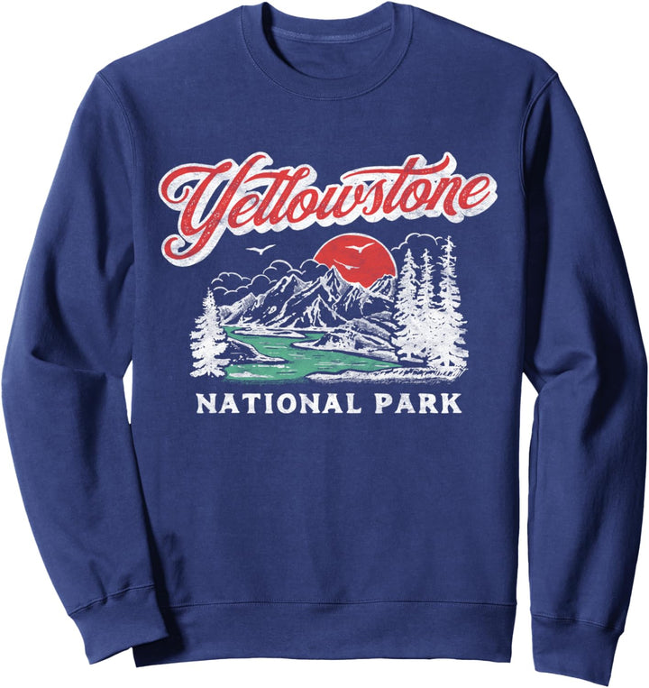 Yellowstone National Park Retro 80's Mountains Graphic Sweatshirt