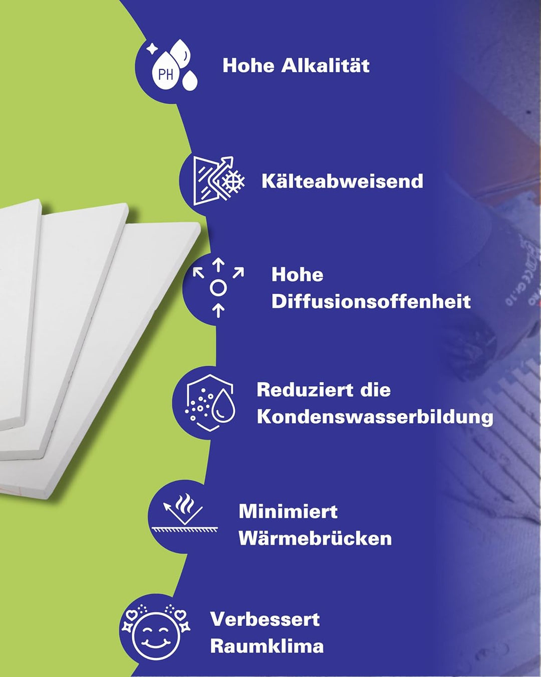 Laibungsplatten Komplettpaket aus Kalziumsilikat, Dämmung für Fensterlaibung & Türlaibung, Schutz vo