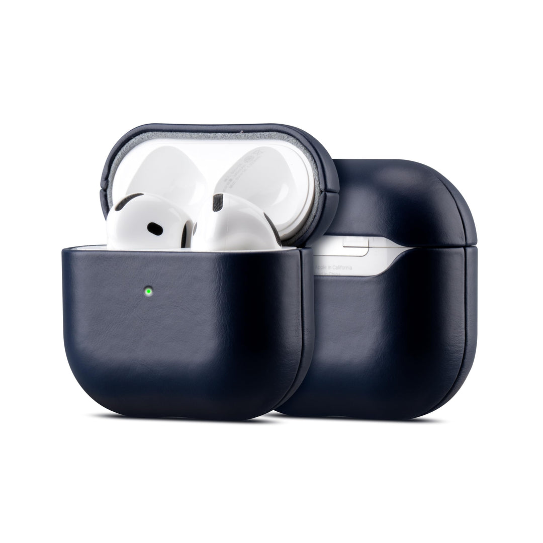 Maogoam für AirPods 4. Generation Case Leder, Echtes Crystal Oil Wax Rindsleder Case Cover für Apple
