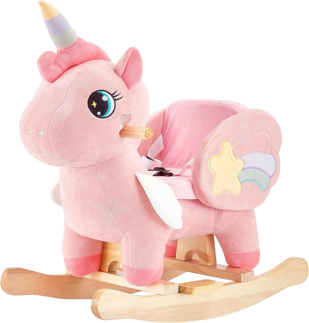 FUNLIO Einhorn-Baby-Schaukelpferd, Rosa-Fee-Einhorn-Schaukelpferd für Kleinkinder von 6 Monaten bis