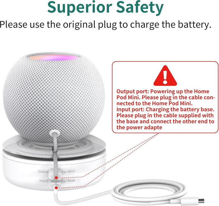 PlusAcc Akku Kompatibel mit HomePod Mini - Tragbare Ladestation Batterie Ständer Home Pod Mini Zubeh