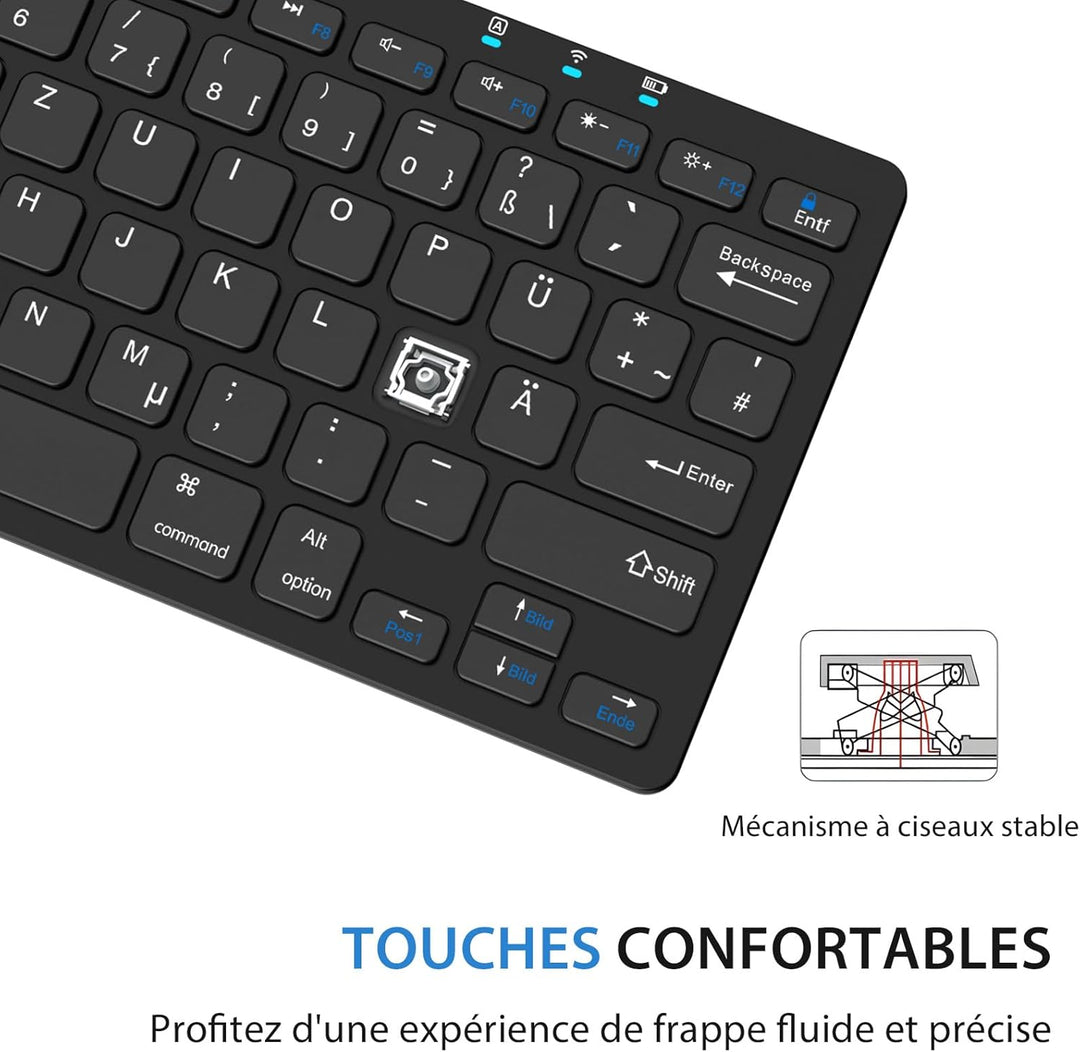 KBCASE Deutsche Bluetooth Tastatur für iPad/Samsung, Kabellose Tablet Tastatur für iPad,Samsung Gala