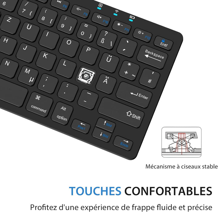 KBCASE Deutsche Bluetooth Tastatur für iPad/Samsung, Kabellose Tablet Tastatur für iPad,Samsung Gala