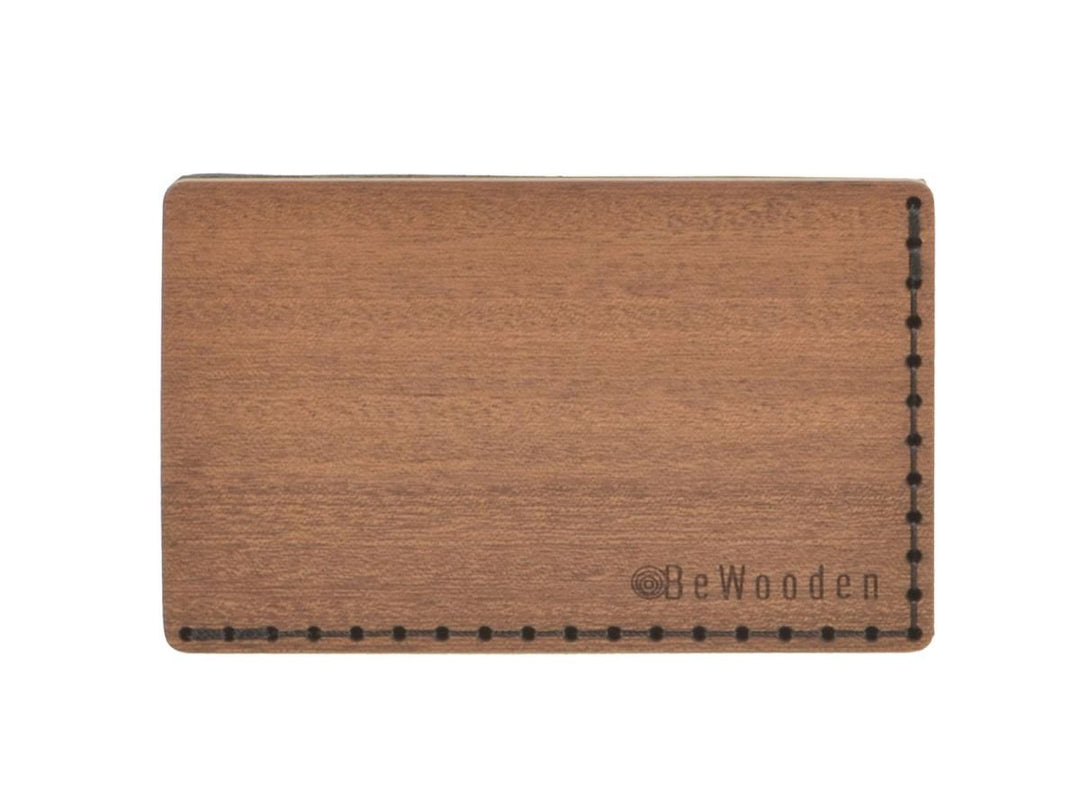 BeWooden Kartenetui Kreditkartenetui Kartenbörse Red Note Holz und Leder