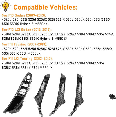 TTCR-II 7PCS Kompatibel Mit Türgriffe BMW 5er F10/F11,Fahrerseite Fensterschalter Armlehne+Ziehgriff