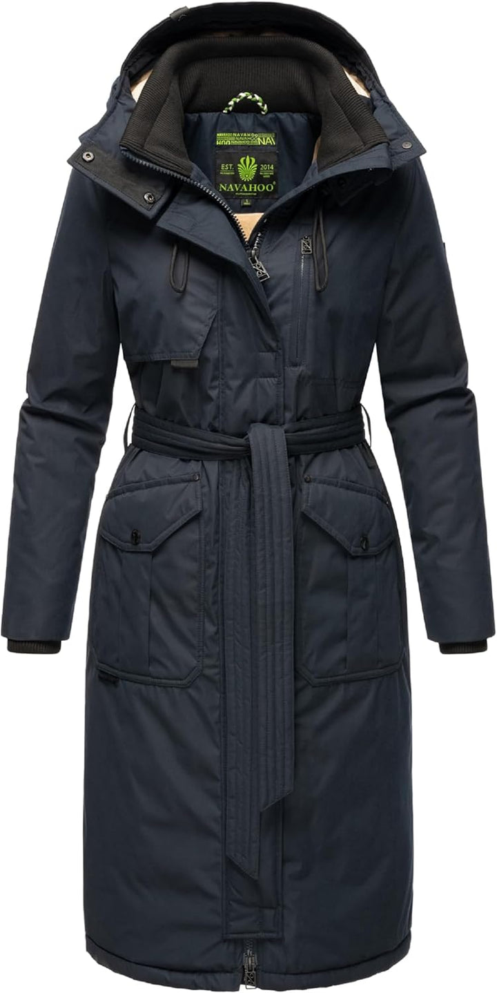 Navahoo Damen Wintermantel Warmer Parka lang mit hohem Kragen und weicher Kapuze Hokulanii XS-XXL XL
