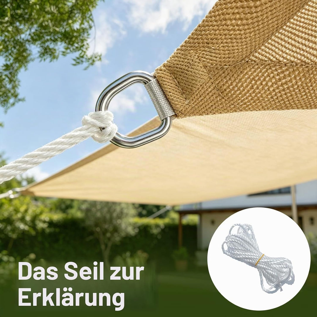 Sonnensegel 2x3m Rechteckig aus HDPE, UV-Schutz winddurchlässig, Strapazierfähig mit Montageseilen,