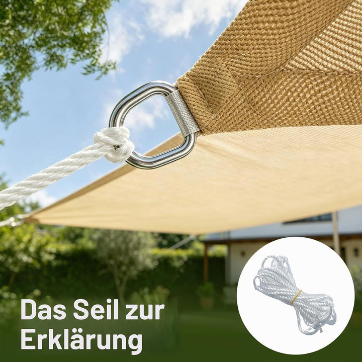 Sonnensegel 2x3m Rechteckig aus HDPE, UV-Schutz winddurchlässig, Strapazierfähig mit Montageseilen,