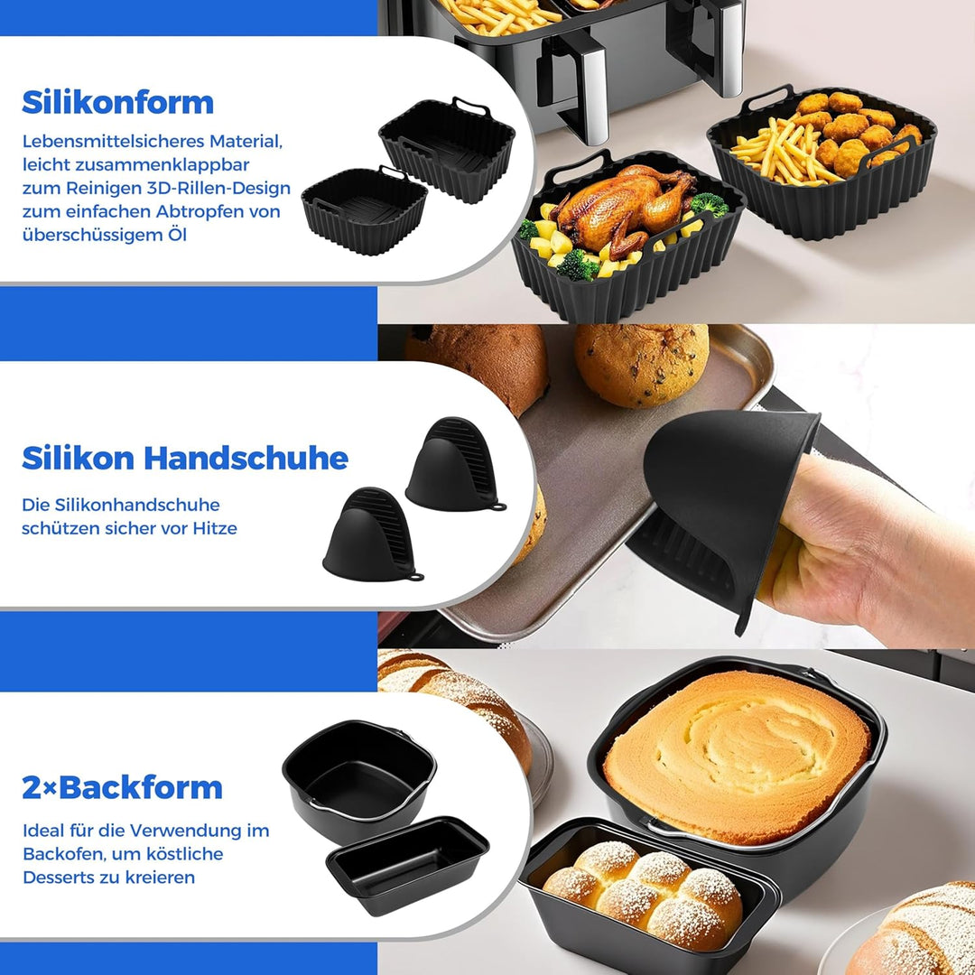 Das XXL Heissluftfritteuse Zubehör-Set für Philips Dual Basket Airfryer – 10-teilig für unterschiedl