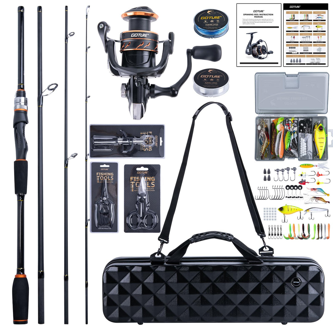 Goture Spinnrute Komplettset 1,98m/2,1m/2,4m/2,7m | 7-35g | 24T Hochmodul-Kohlefaser | Keramikringe