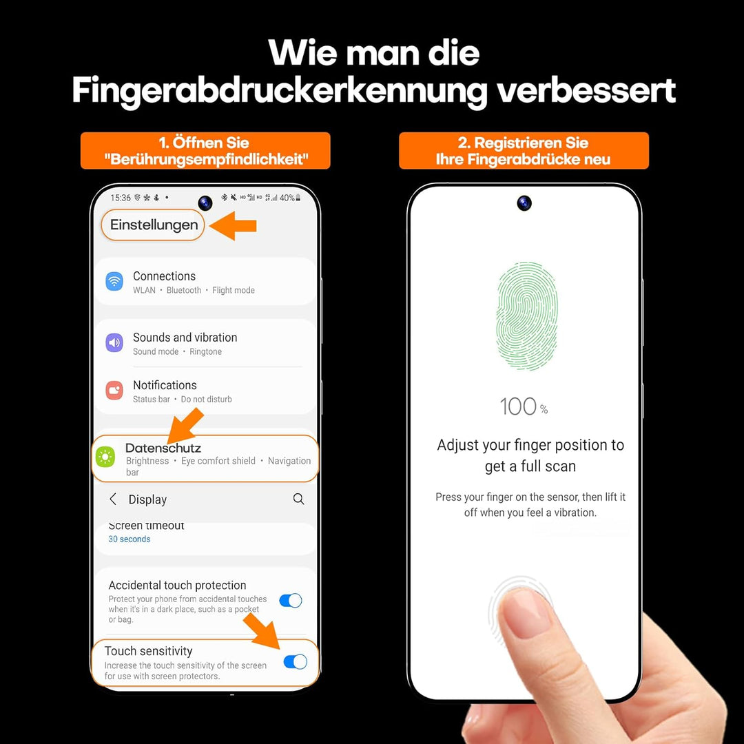 LϟK für Samsung Galaxy S24 für Panzerglas mit 2 Stück HD-Hartglasfolie, [Auto-Installation] Kratzfes