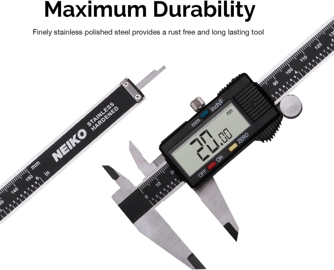 Neiko® 01407 A ELECTRONIC DIGITAL Messschieber mit extra grossen LCD-Bildschirm | 0–15,2 cm | Zoll/B