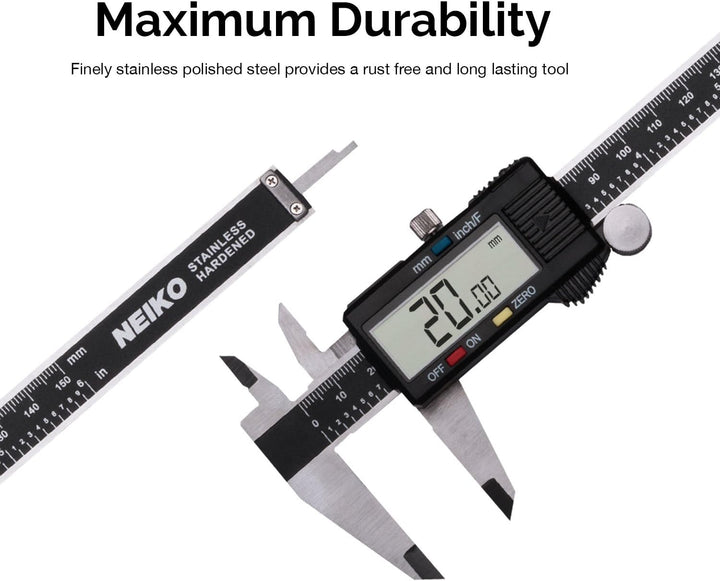 Neiko® 01407 A ELECTRONIC DIGITAL Messschieber mit extra grossen LCD-Bildschirm | 0–15,2 cm | Zoll/B