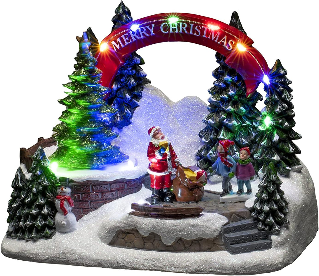 Konstsmide LED Szenerie "Santa und Kinder", mit Musik, wählbare Energiefunktion, 11 bunte Dioden, ba