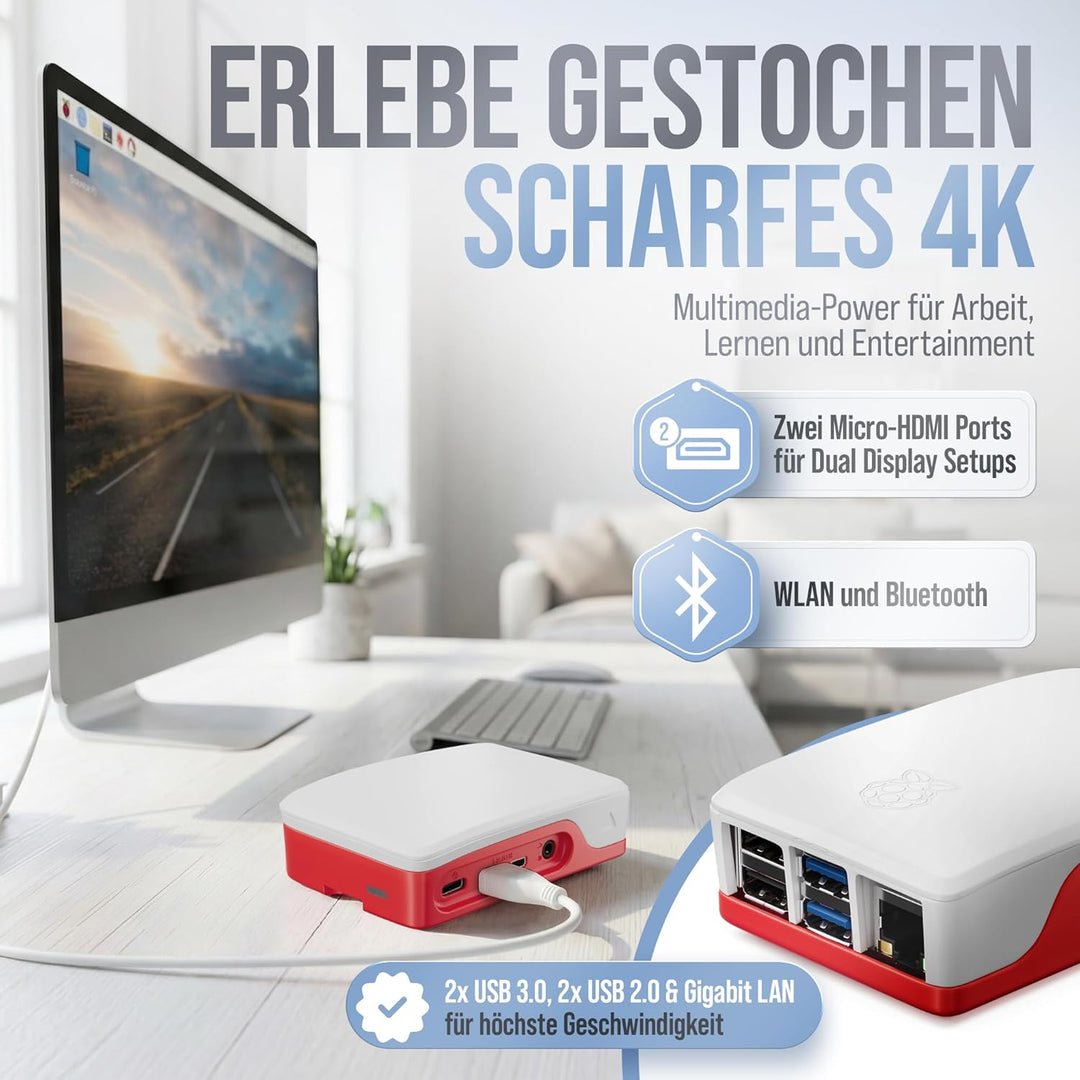 db-tronic Raspberry Pi 4 4GB Starter Set | 64GB Edition | Offizielles Netzteil 15W | Offizielles Geh