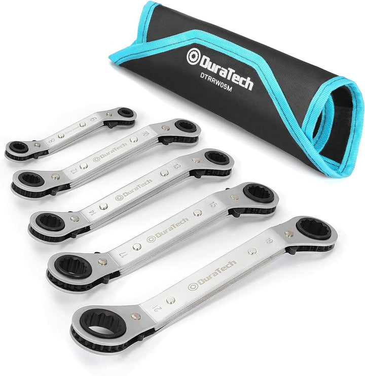 DURATECH Doppel-Ratschenschlüssel-Satz, Ratschen-Ringschlüssel-Satz, Doppelringschlüssel Ratsche Gek