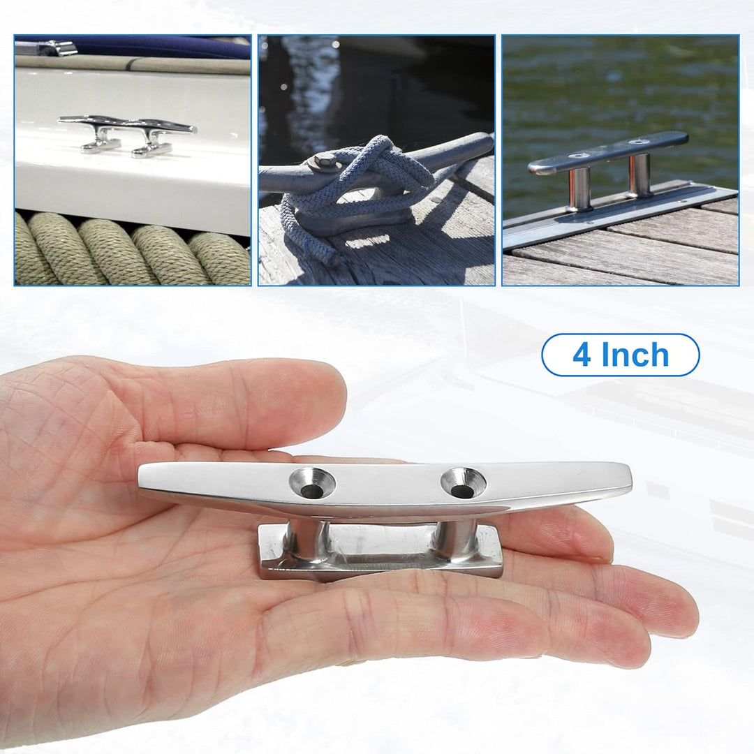 X AUTOHAUX 2Stk Edelstahl Fahnenmast Klampe Haken Boot Deck Seilklampe 4 Zoll, 4 Zoll