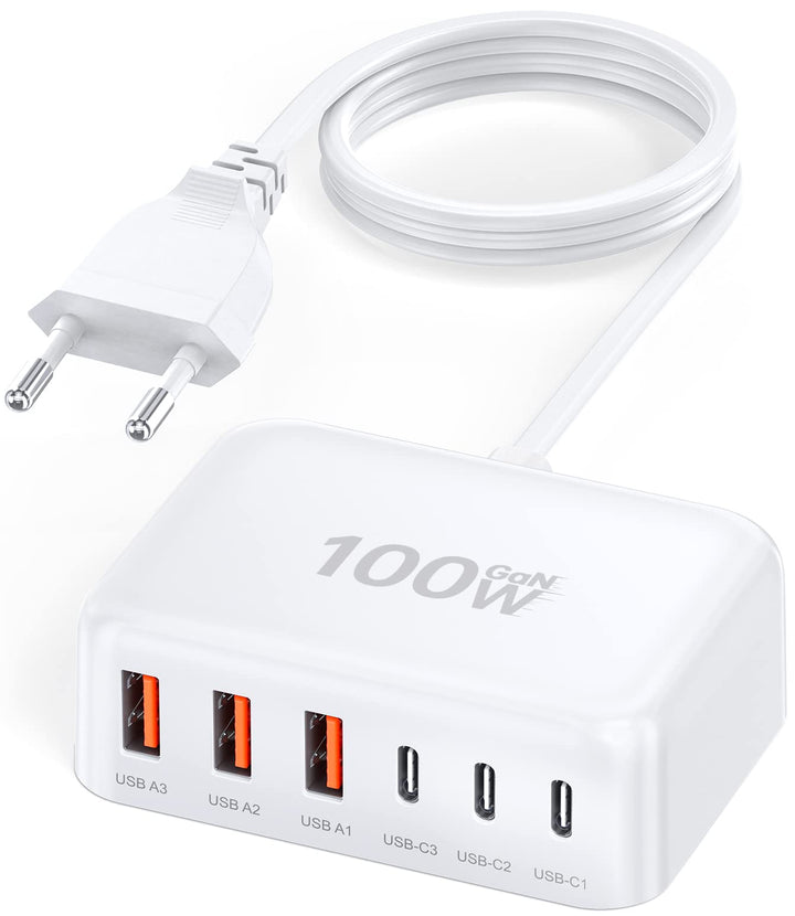 USB C Ladegerät, 100W 6-Port USB C Netzteil Schnellladegerät, PD 3.0 USB C Charger Power Adapter+QC