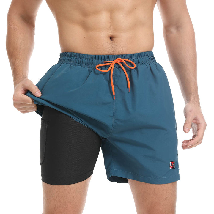 JustSun Badehose Herren Schnelltrocknend Boardshorts mit Mesh-Futter und Verstellbarem Tunnelzug S P