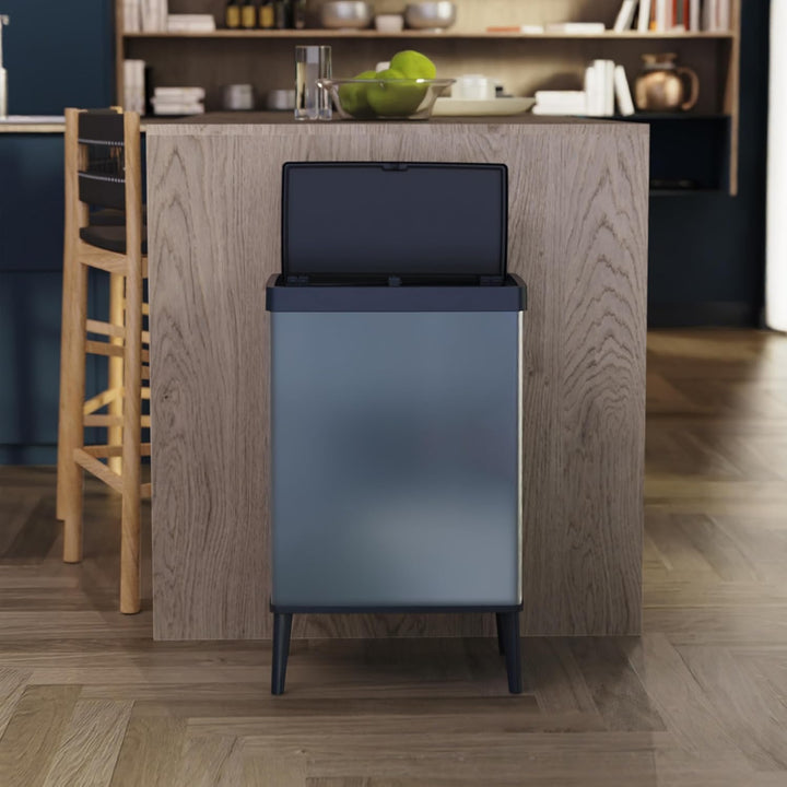 Curver Keter Verto Mülleimer, Mülltrennung, Druckdeckel, Doppelfach, elegantes Design, recycelbar, i