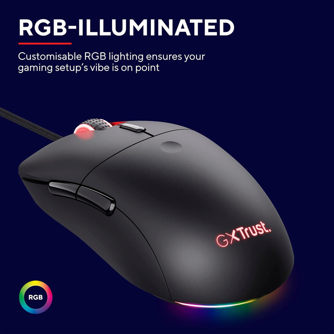 Trust Gaming GXT 981 Redex Federleichte Gaming-Maus, 200-10.000 DPI, 80-Mill-Kailh-Schaltern, Optisc