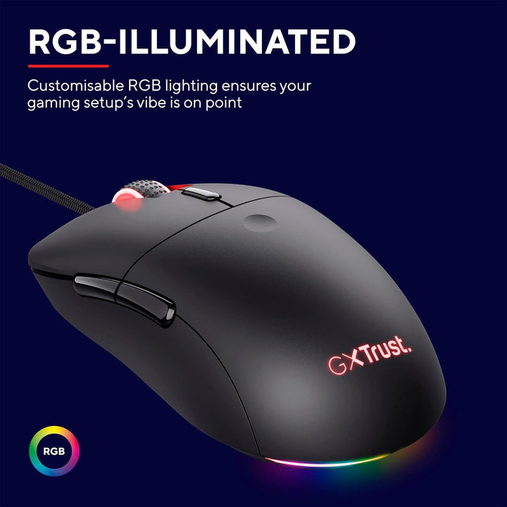 Trust Gaming GXT 981 Redex Federleichte Gaming-Maus, 200-10.000 DPI, 80-Mill-Kailh-Schaltern, Optisc