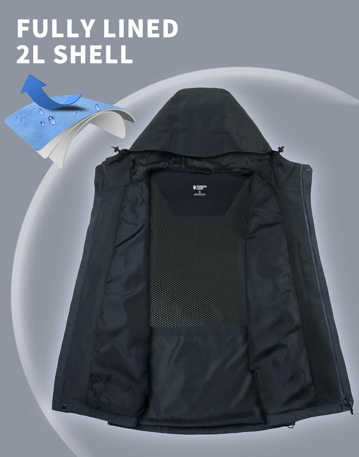 Pioneer Camp Herren Regenjacke Wasserdicht Atmungsaktiv Outdoor Jacke Mit Kapuze 4 Taschen S Marine,