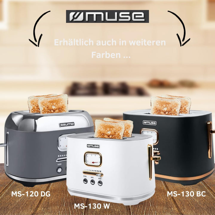 Muse Wasserkocher und Toaster Set, 2er Frühstücks-Set mit Retro Wasserkocher und 2 Scheiben Toaster
