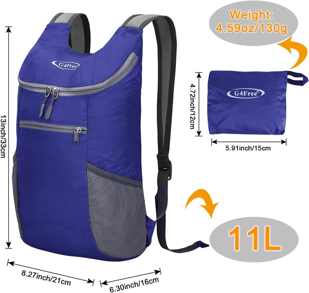 G4Free Ultraleichter 11 l kleiner faltbarer Rucksack für Reisen, Wandern, Radfahren, Wandern oder Me