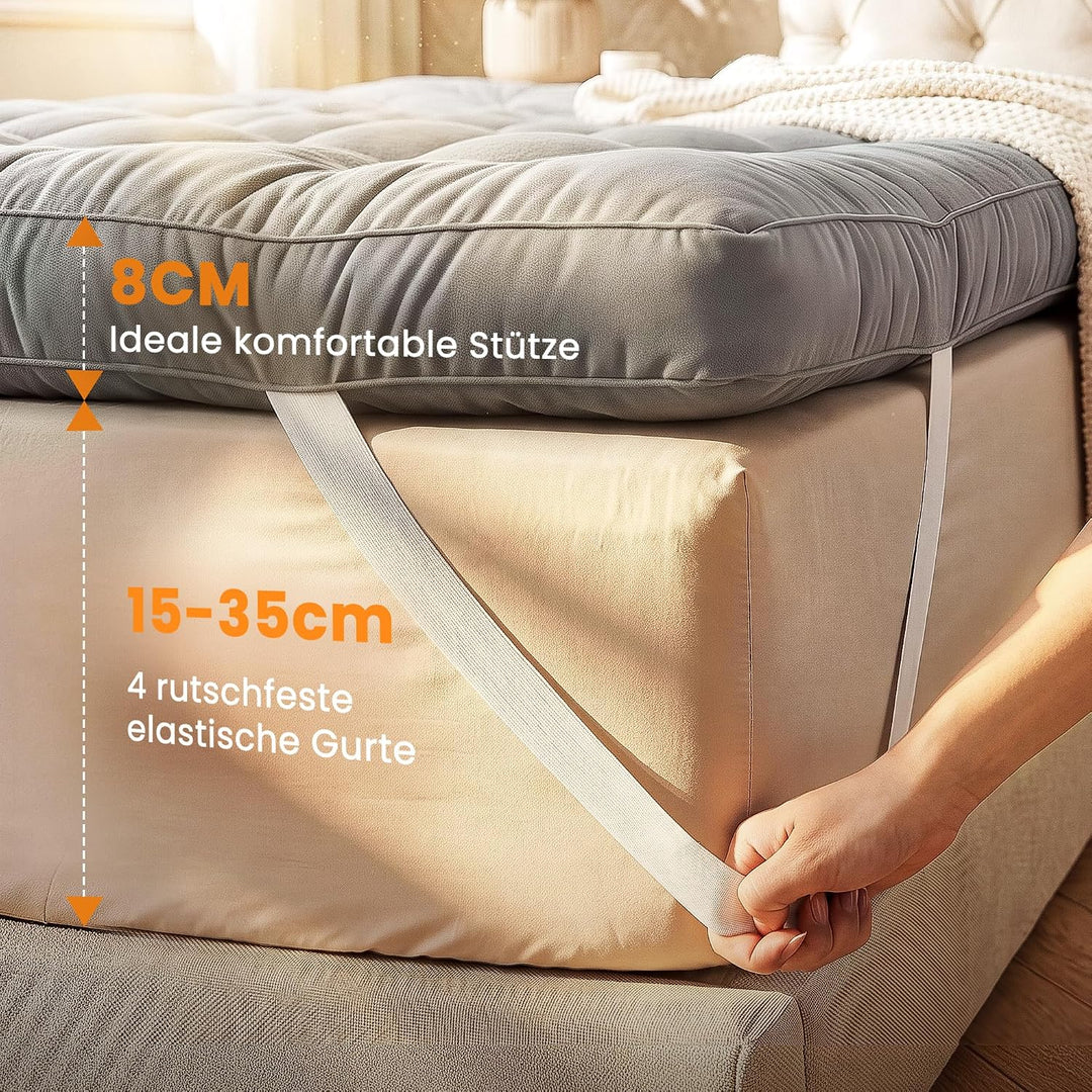 Wowttrelax Matratzenauflage 140 x 200 cm, Stärke 8 cm | Hoch atmungsaktiv, ohne lästigen Wärmestau E