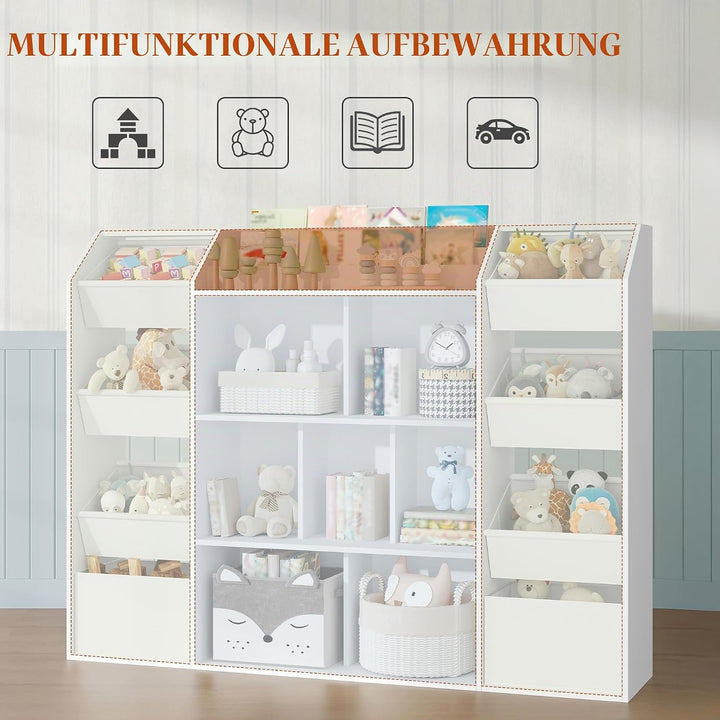 HEXCELEN Kinderregal, Kinderregal mit 8 Stoffschubladen, Bücherregal Kinder, Spielzeugregal für Kind