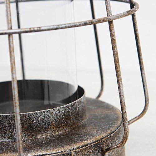NUPTIO Vintage Kerzenlaternen Dekorativ mit Griff Rustikale Tragbare Säule Kerzenhalter mit Glas Sch