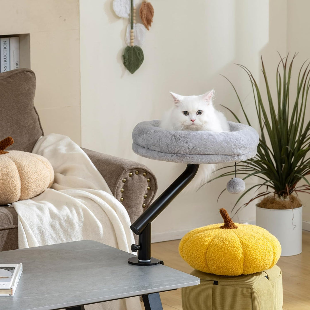 PawHut Katzen-Schreibtischbett, Katzenbett für Schreibtisch mit 360°Drehung, Verstellbarer Höhe, Kat