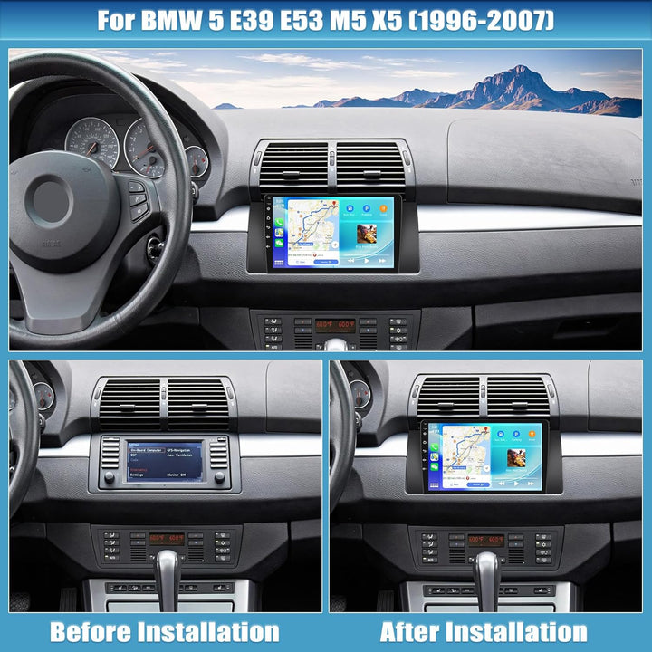 CAMECHO Android 15 Qualcomm Octa Core 4G+64G Autoradio für BMW E39/E53/M5/X5 1999-2005 mit Carplay A