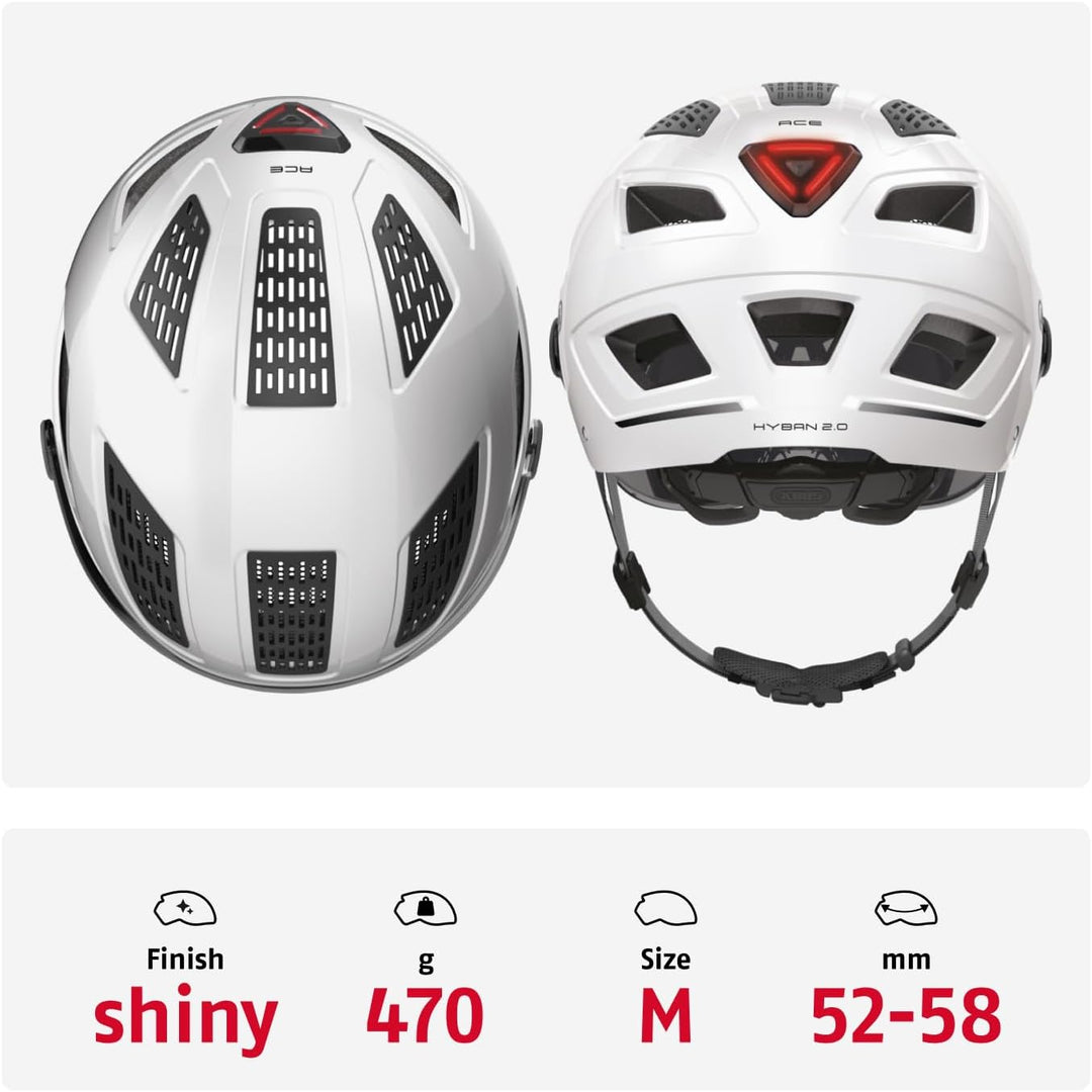 ABUS Stadthelm Hyban 2.0 ACE - Fahrradhelm mit Visier, Licht und ABS-Hartschale - für Damen und Herr