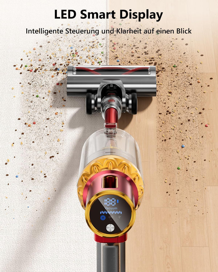 Akku Staubsauger Kabellos 75Mins Laufzeit, Wandmontierte Ladestation, Akkustaubsauger Cordless Vacuu
