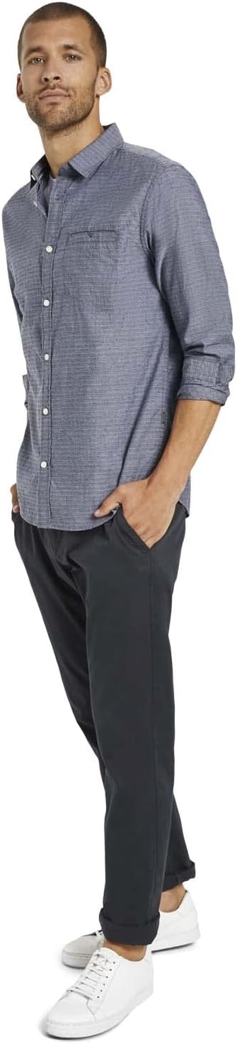 TOM TAILOR Herren Fein strukturiertes Hemd aus Bio-Baumwolle, XXL
