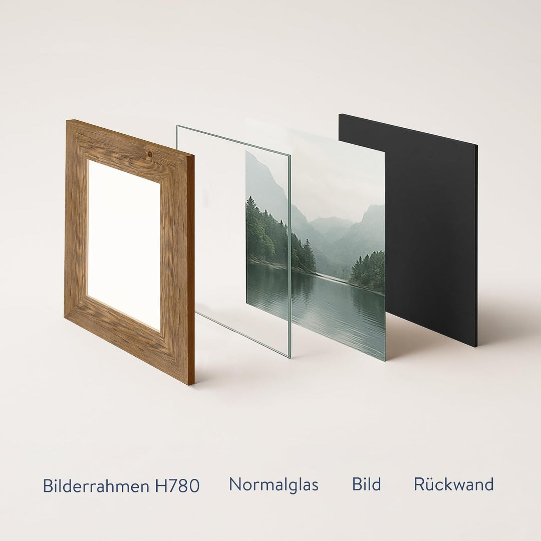 WANDStyle Bilderrahmen Strandhaus Stil 15x15cm I Farbe: Eiche-Optik I Fotorahmen I Holzbilderrahmen