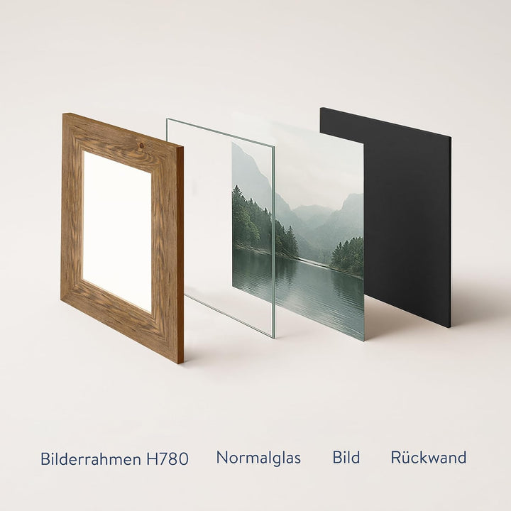 WANDStyle Bilderrahmen Strandhaus Stil 15x15cm I Farbe: Eiche-Optik I Fotorahmen I Holzbilderrahmen