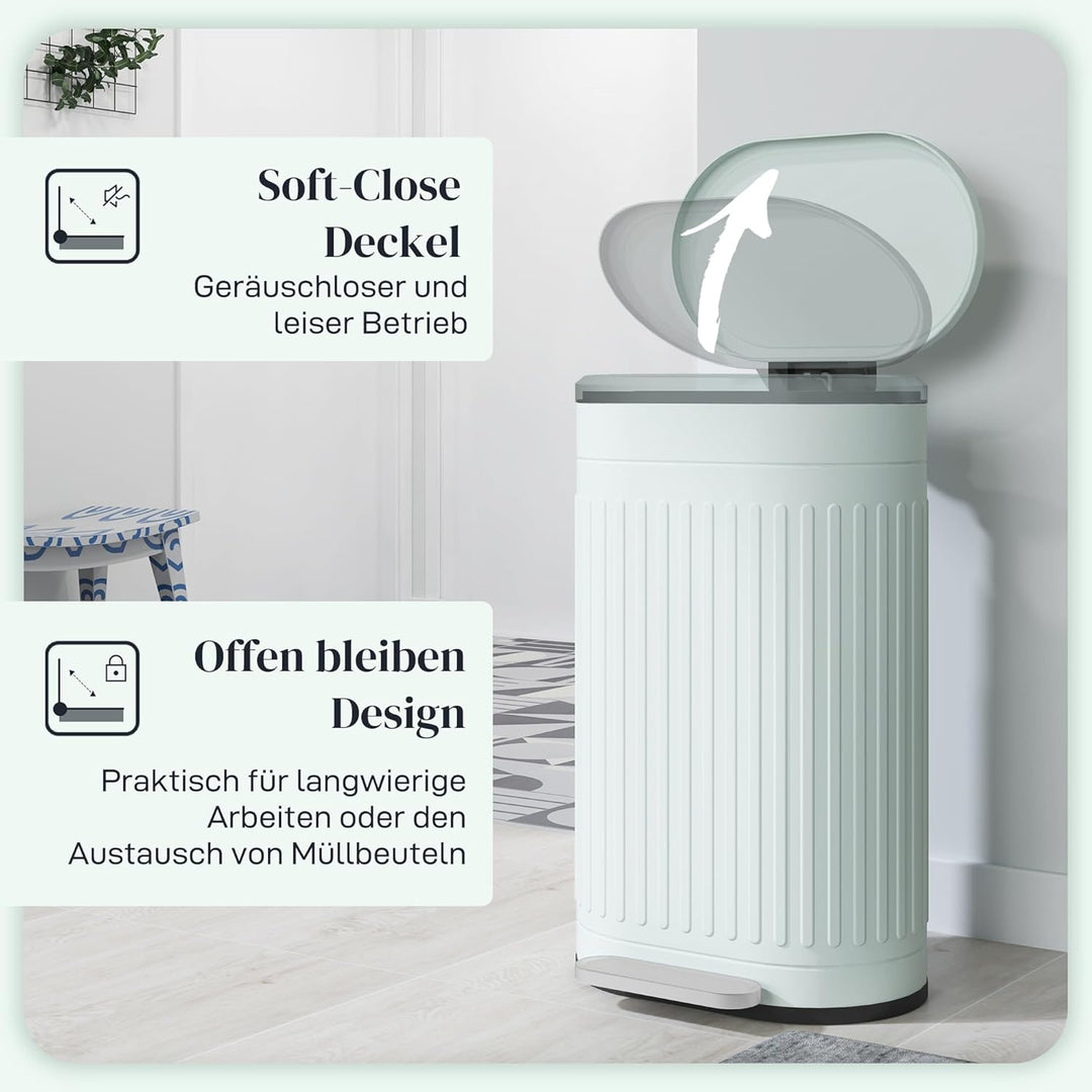 HOMCOM Mülleimer 30L Treteimer Abfalleimer mit Deckel und Fusspedal, Müllbehälter mit herausnehmbare
