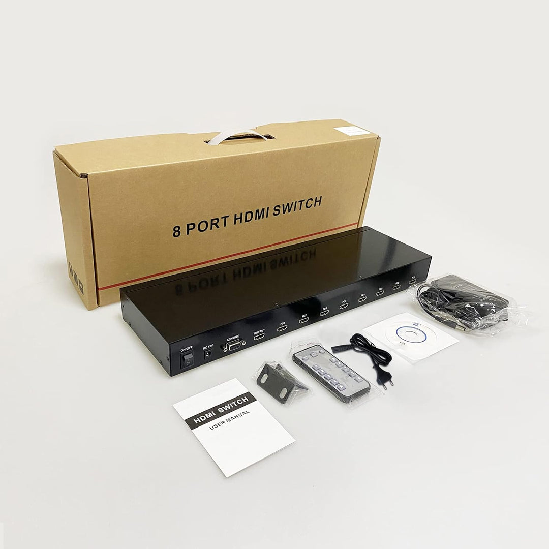 MT-VIKI 4K60Hz 8 Port HDMI Switch 8 in 1 Out mit IR-Fernbedienung Auto Scan 1U Rackmount HDR HDCP2.2