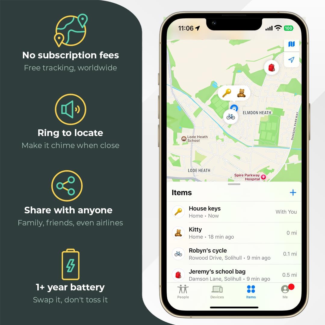Roam Smart Tracker, Funktioniert mit Android und iPhone, verfolgen Sie Ihre Schlüssel, Taschen, Fahr