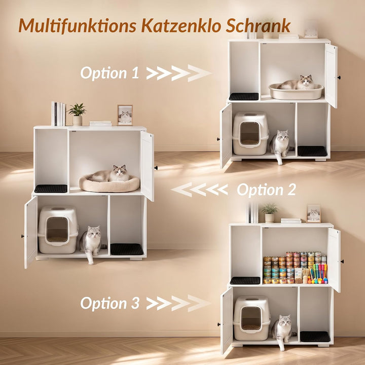 Katzenklo Schrank, doppelstöckig, mit 2 Katzenstreumatten