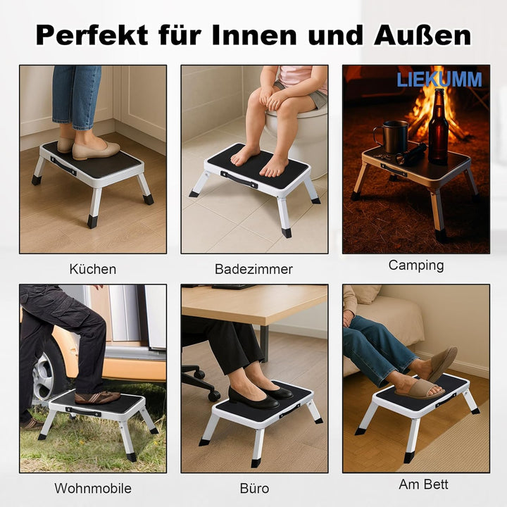 LIEKUMM Klapptritt Trittleiter, bis zu 150 kg, Klapptritt, Tritthocker für Camping, Autowäsche, Küch