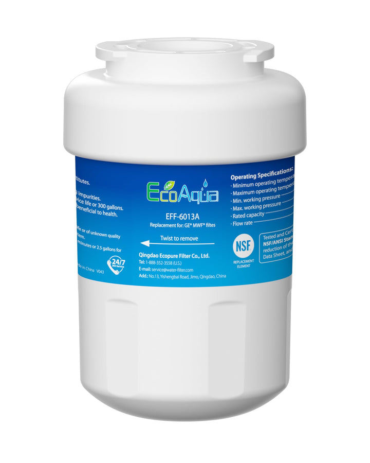 EcoAqua EFF-6013A Kühlschrankwasserfilter Kompatibel mit GE SmartWater MWF, MWFA, MWFA, MWFAP, MWFDS