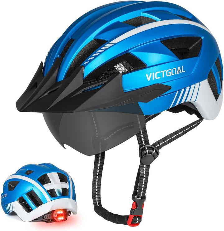 VICTGOAL Fahrradhelm mit Visier Mountainbike Helm mit magnetischem Brille Abnehmbarer Visier, Rennra